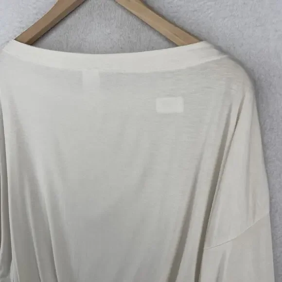 ATHLETA Top M Oversized Cropped Boat Neck Long Sleeve Cinched Off White - Picture 7 of 12